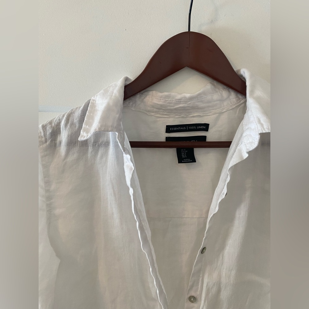 ☁️100% linen oversized white top
